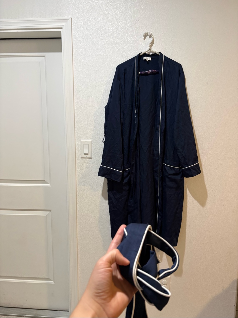 Ettitude Small Navy Blue Robe Bamboo Lyocell